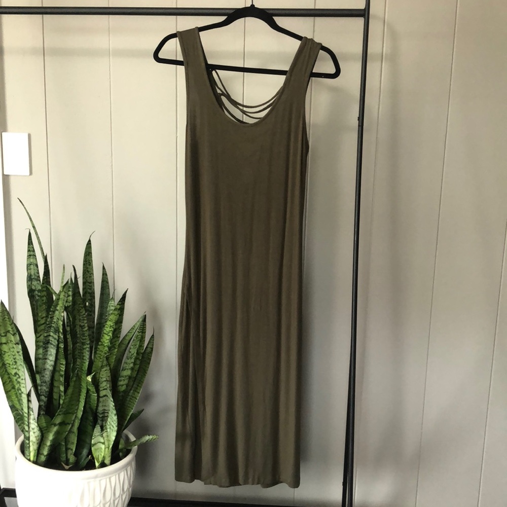 FAUX SLIT CROSSTIE KNIT TANK DRESS